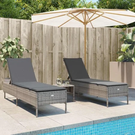 Set of 3-piece synthetic rattan sun loungers with gray cushions by , Loungers - Ref: Foro24-3284265, Price: 311,49 €, Discoun...