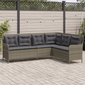 Sofá de jardín en forma de L con cojines ratán sintético gris de , Sofás de exterior - Ref: Foro24-369002, Precio: 364,68 €, ...