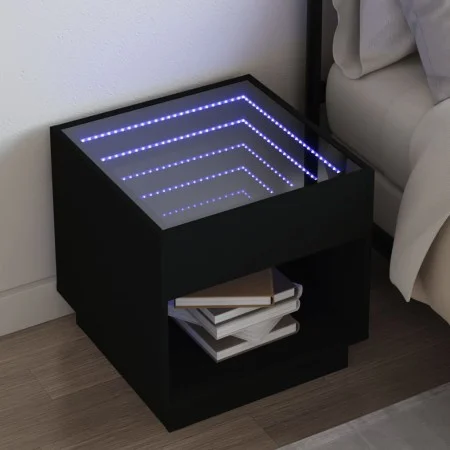 Bedside table with Infinity LED black 50x50x50 cm by , Nightstands - Ref: Foro24-3284085, Price: 87,48 €, Discount: %