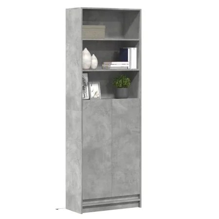 Aparador con LED madera ingeniería gris hormigón 69x32,5x200 cm de , Aparadores - Ref: Foro24-3307908, Precio: 126,78 €, Desc...