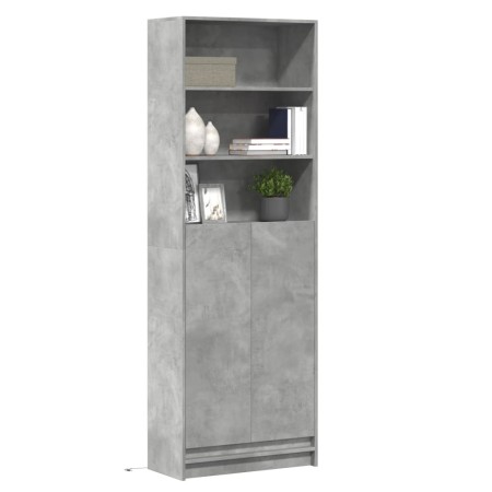 Aparador con LED madera ingeniería gris hormigón 69x32,5x200 cm de , Aparadores - Ref: Foro24-3307908, Precio: 128,39 €, Desc...