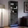 Aparador con LED madera ingeniería gris hormigón 69x32,5x200 cm de , Aparadores - Ref: Foro24-3307908, Precio: 126,78 €, Desc...