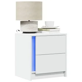 Nachttische mit LED-Lichtern 2 Stück weißes Ingenieurholz von , Nachttische - Ref: Foro24-852048, Preis: 88,66 €, Rabatt: %