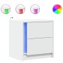Mesitas de noche con luces LED 2 uds madera ingeniería blanca de , Mesitas de noche - Ref: Foro24-852048, Precio: 89,92 €, De...