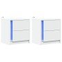 Mesitas de noche con luces LED 2 uds madera ingeniería blanca de , Mesitas de noche - Ref: Foro24-852048, Precio: 89,92 €, De...