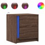 Mesitas de noche luces LED 2 uds madera ingeniería roble marrón de , Mesitas de noche - Ref: Foro24-852060, Precio: 104,47 €,...