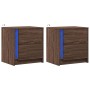 Mesitas de noche luces LED 2 uds madera ingeniería roble marrón de , Mesitas de noche - Ref: Foro24-852060, Precio: 104,47 €,...