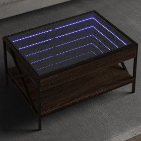 Mesa de centro con Infinity LED marrón roble 70x50x38 cm de , Mesas de centro - Ref: Foro24-847706, Precio: 92,24 €, Descuent...
