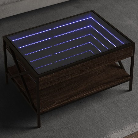 Mesa de centro con Infinity LED marrón roble 70x50x38 cm de , Mesas de centro - Ref: Foro24-847706, Precio: 92,24 €, Descuent...