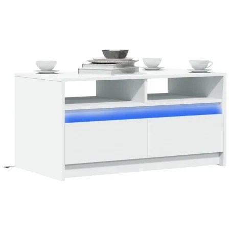 Mesa de centro con luces LED madera ingeniería blanca de , Mesas de centro - Ref: Foro24-851991, Precio: 89,48 €, Descuento: %