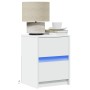 Mesitas de noche con luces LED 2 uds madera ingeniería blanca de , Mesitas de noche - Ref: Foro24-852034, Precio: 83,83 €, De...