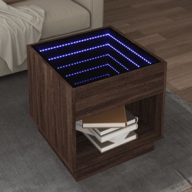Mesa de centro con Infinity LED marrón roble 50x50x50 cm de , Mesas de centro - Ref: Foro24-847657, Precio: 85,73 €, Descuent...