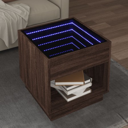 Mesa de centro con Infinity LED marrón roble 50x50x50 cm de , Mesas de centro - Ref: Foro24-847657, Precio: 85,73 €, Descuent...