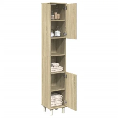 Armario de baño madera ingeniería roble Sonoma 30,5x30x179 cm de , Muebles de baño - Ref: Foro24-849631, Precio: 68,58 €, Des...
