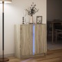 Aparador con LED madera de ingeniería roble Sonoma 77x34x85 cm de , Aparadores - Ref: Foro24-852133, Precio: 77,54 €, Descuen...