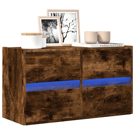Mueble de TV de pared con luces LED roble ahumado 80x31x45 cm de , Muebles TV - Ref: Foro24-852289, Precio: 67,72 €, Descuent...