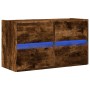 Mueble de TV de pared con luces LED roble ahumado 80x31x45 cm de , Muebles TV - Ref: Foro24-852289, Precio: 67,72 €, Descuent...