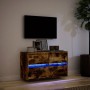Mueble de TV de pared con luces LED roble ahumado 80x31x45 cm de , Muebles TV - Ref: Foro24-852289, Precio: 67,72 €, Descuent...