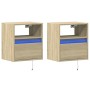 Muebles de TV de pared luces LED 2 uds roble Sonoma 41x31x45 cm de , Muebles TV - Ref: Foro24-852318, Precio: 82,29 €, Descue...
