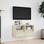 Muebles de TV de pared luces LED 2 uds roble Sonoma 41x31x45 cm de , Muebles TV - Ref: Foro24-852318, Precio: 82,29 €, Descue...