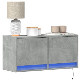 Mueble de TV de pared con luces LED gris hormigón 80x31x35 cm de , Muebles TV - Ref: Foro24-852358, Precio: 56,18 €, Descuent...
