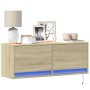 Mueble de TV de pared con luces LED roble Sonoma 100x31x35 cm de , Muebles TV - Ref: Foro24-852364, Precio: 63,65 €, Descuent...