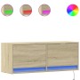 Mueble de TV de pared con luces LED roble Sonoma 100x31x35 cm de , Muebles TV - Ref: Foro24-852364, Precio: 63,65 €, Descuent...