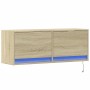 Mueble de TV de pared con luces LED roble Sonoma 100x31x35 cm de , Muebles TV - Ref: Foro24-852364, Precio: 63,65 €, Descuent...