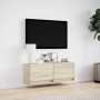 Mueble de TV de pared con luces LED roble Sonoma 100x31x35 cm de , Muebles TV - Ref: Foro24-852364, Precio: 63,65 €, Descuent...