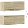 Mueble de TV de pared con luces LED roble Sonoma 100x31x35 cm de , Muebles TV - Ref: Foro24-852364, Precio: 63,65 €, Descuent...
