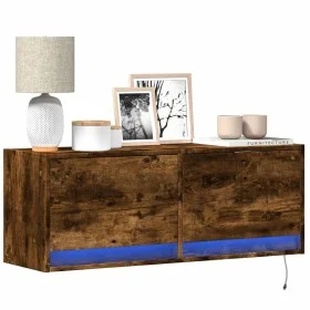 Mueble de TV de pared con luces LED roble ahumado 100x31x35 cm de , Muebles TV - Ref: Foro24-852366, Precio: 65,70 €, Descuen...