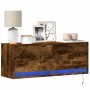 Mueble de TV de pared con luces LED roble ahumado 100x31x35 cm de , Muebles TV - Ref: Foro24-852366, Precio: 67,13 €, Descuen...