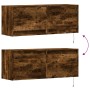 Mueble de TV de pared con luces LED roble ahumado 100x31x35 cm de , Muebles TV - Ref: Foro24-852366, Precio: 67,13 €, Descuen...