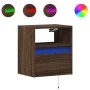 Mesitas de noche de pared con luces LED 2 unidades roble marrón de , Mesitas de noche - Ref: Foro24-3307988, Precio: 85,81 €,...