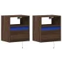 Mesitas de noche de pared con luces LED 2 unidades roble marrón de , Mesitas de noche - Ref: Foro24-3307988, Precio: 85,81 €,...