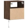 Mesitas de noche de pared con luces LED 2 unidades roble marrón de , Mesitas de noche - Ref: Foro24-3307988, Precio: 85,81 €,...