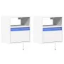 Mesitas de noche de pared con luces LED 2 unidades blanco de , Mesitas de noche - Ref: Foro24-3307976, Precio: 80,01 €, Descu...