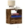 Wall-mounted bedside table with LED lights in smoked oak. by , Nightstands - Ref: Foro24-3307983, Price: 49,51 €, Discount: %