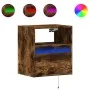 Wall-mounted bedside table with LED lights in smoked oak. by , Nightstands - Ref: Foro24-3307983, Price: 49,51 €, Discount: %
