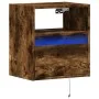 Wall-mounted bedside table with LED lights in smoked oak. by , Nightstands - Ref: Foro24-3307983, Price: 49,51 €, Discount: %