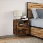 Wall-mounted bedside table with LED lights in smoked oak. by , Nightstands - Ref: Foro24-3307983, Price: 49,51 €, Discount: %