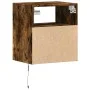 Wall-mounted bedside table with LED lights in smoked oak. by , Nightstands - Ref: Foro24-3307983, Price: 49,51 €, Discount: %
