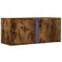 Mueble de TV de pared con luces LED roble ahumado 80x31x35 cm de , Muebles TV - Ref: Foro24-852261, Precio: 59,01 €, Descuent...