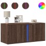 Mueble de TV de pared con luces LED roble marrón 80x31x35 cm de , Muebles TV - Ref: Foro24-852263, Precio: 51,10 €, Descuento: %