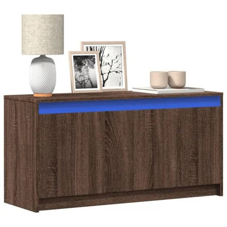 Mueble de TV LED madera ingeniería marrón roble 100x34x50 cm de , Muebles TV - Ref: Foro24-852214, Precio: 76,97 €, Descuento: %