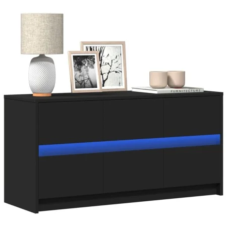 Mueble de TV con LED madera de ingeniería negro 100x34x50 cm de , Muebles TV - Ref: Foro24-852216, Precio: 102,33 €, Descuent...