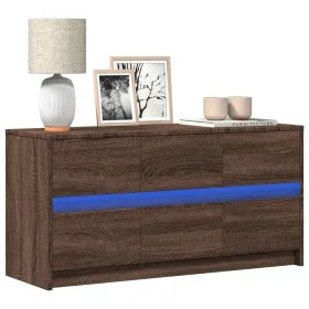 Mueble de TV LED madera ingeniería marrón roble 100x34x50 cm de , Muebles TV - Ref: Foro24-852221, Precio: 105,28 €, Descuent...