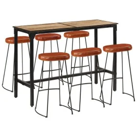 Set mesa alta y taburetes 7 pzas madera maciza mango y metal de , muebles para cocinas y comedores - Ref: Foro24-3216412, Pre...