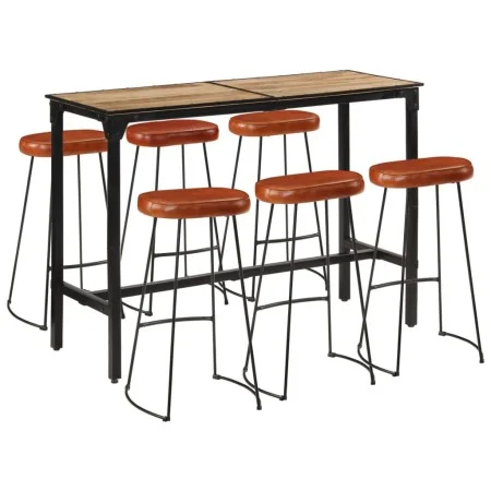 Set mesa alta y taburetes 7 pzas madera maciza mango y metal de , muebles para cocinas y comedores - Ref: Foro24-3216412, Pre...