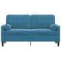 Sofá de 2 plazas con cojines terciopelo azul 140 cm de , Sofás - Ref: Foro24-3278228, Precio: 299,10 €, Descuento: %